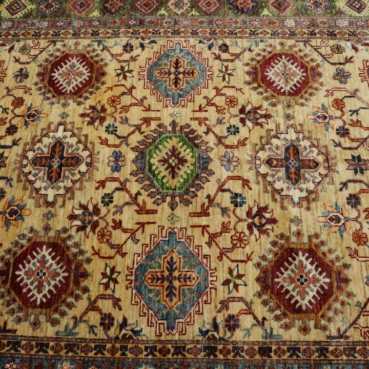 Handmade Kazak Rug Hand-Spun Wool, Beige